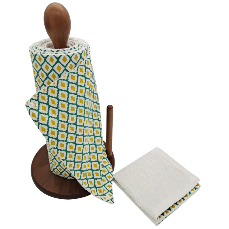 Reusable Unpaper Towels — Yellow Green Geometric Print