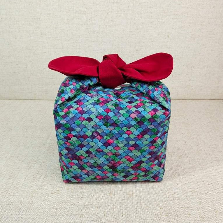 Blue Curve Cotton Bento Lunch Bag