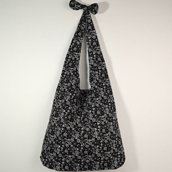 Black Retro Adjustable Linen Tote Bag