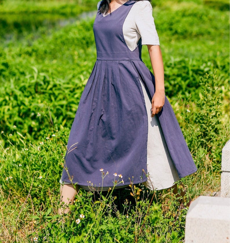 Navy Blue Cotton Full Body Apron