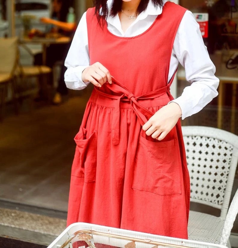 Bean Red Oversized Full Body Apron