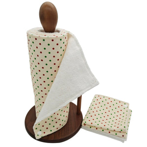 Unpaper Kitchen Towels, Zero Waste, Reusable paper towels roll with snaps Kitchen Clothes, eco-friendly Dish Towels — Christmas Polka Dots