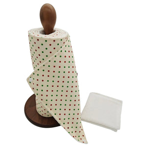 Unpaper Kitchen Towels, Zero Waste, Reusable paper towels roll with snaps Kitchen Clothes, eco-friendly Dish Towels — Christmas Polka Dots