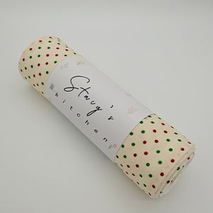 Unpaper Kitchen Towels, Zero Waste, Reusable paper towels roll with snaps Kitchen Clothes, eco-friendly Dish Towels — Christmas Polka Dots