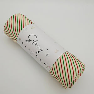 Unpaper Kitchen Towels, Zero Waste, Reusable paper towels roll with snaps Kitchen Clothes, eco-friendly Dish Towels — Green and Red Stripes