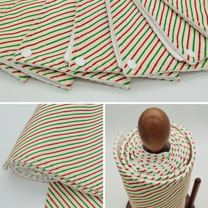 Unpaper Kitchen Towels, Zero Waste, Reusable paper towels roll with snaps Kitchen Clothes, eco-friendly Dish Towels — Green and Red Stripes
