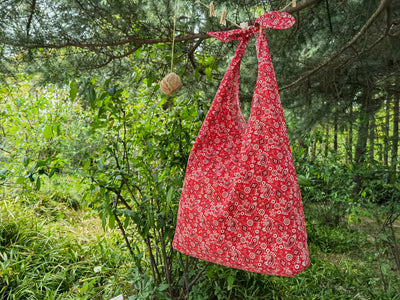 Red Retro tote bag, cotton linen tote bag, market bag,adjustable bag，beach bag  Christmas gift