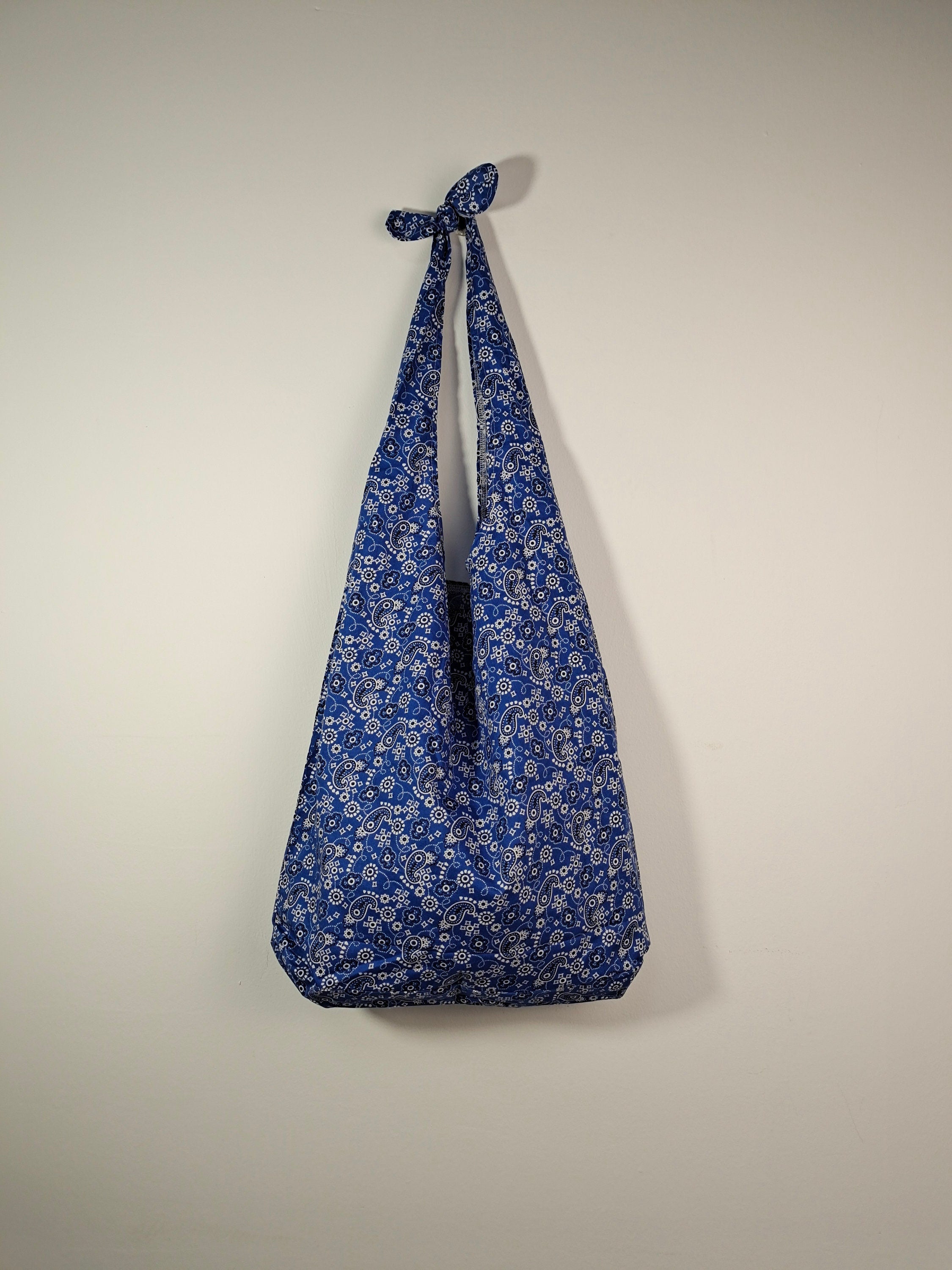 Blue Retro tote bag, cotton linen tote bag, market bag,adjustable bag，beach bag Christmas gift