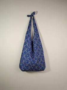 Blue Retro tote bag, cotton linen tote bag, market bag,adjustable bag，beach bag Christmas gift