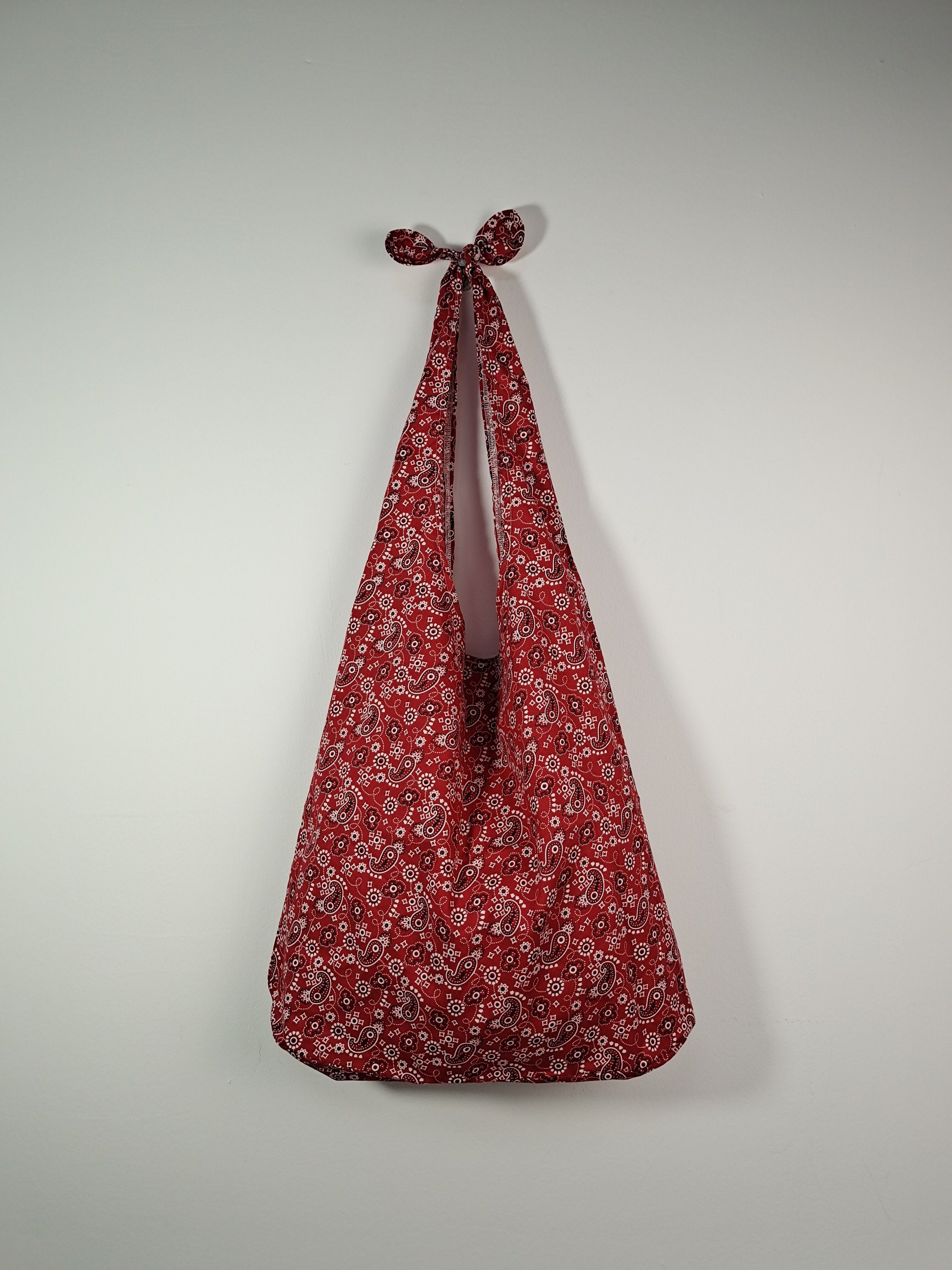 Red Retro tote bag, cotton linen tote bag, market bag,adjustable bag，beach bag  Christmas gift