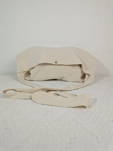 Crossbody bag, beige cotton linen school bag, market bag, tote bag,shopping bag ，travel bag，beach bag-Handmade, limited