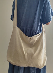 Crossbody bag, beige cotton linen school bag, market bag, tote bag,shopping bag ，travel bag，beach bag-Handmade, limited