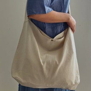 Crossbody bag, beige cotton linen school bag, market bag, tote bag,shopping bag ，travel bag，beach bag-Handmade, limited