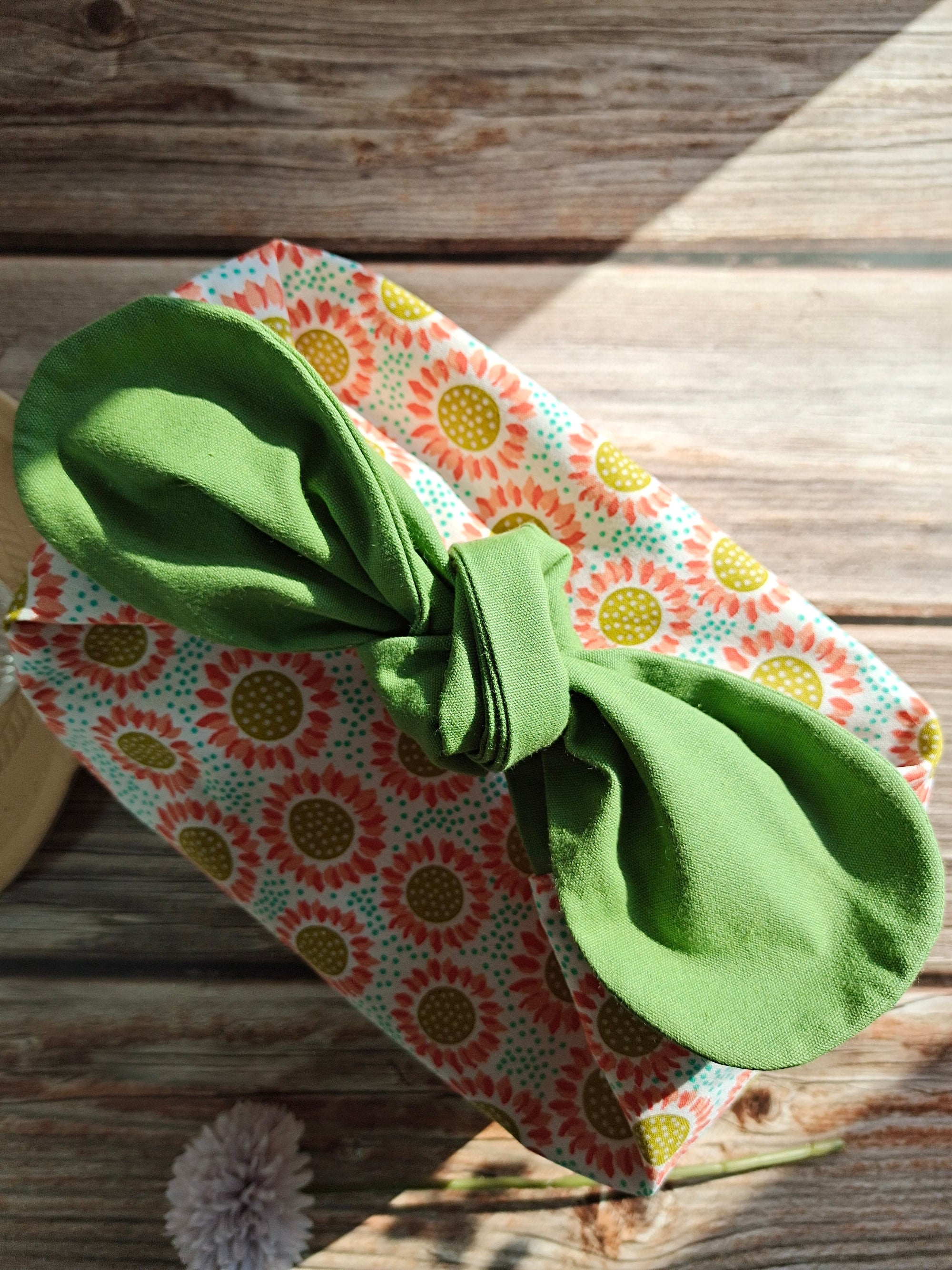 Sunflower Reusable   lunch bag bento bag, zero waste , Eco Friendly  lunch box cloth School Gift for Kids women