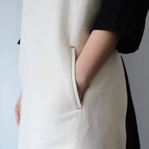 Off-white Removable Leather Neck Strap Cross Back Canvas and cotton Apron, Waterproof apron